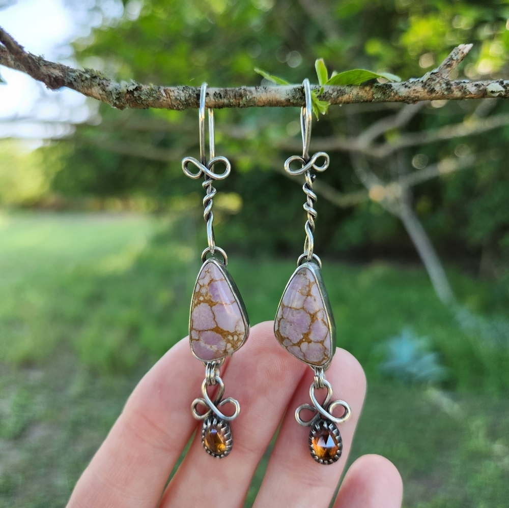 Lupanyxa Phosphosoderite and Citrine Earrings - Picture 2 of 5